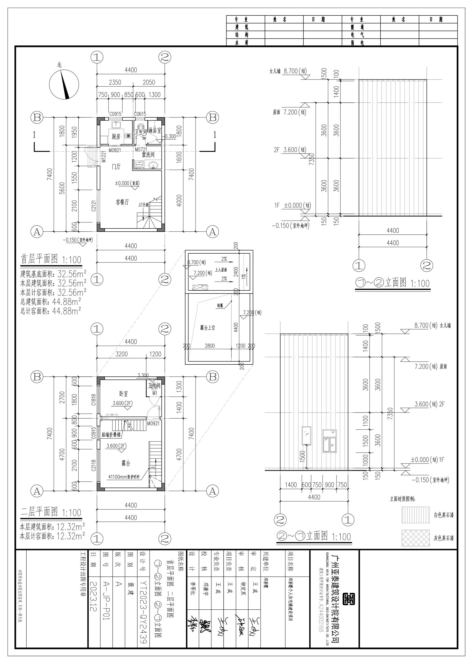 鄧彩霞個人住宅樓建設項目_首層平面圖 二層平面圖 1~2立面圖 2~1立面圖.jpg