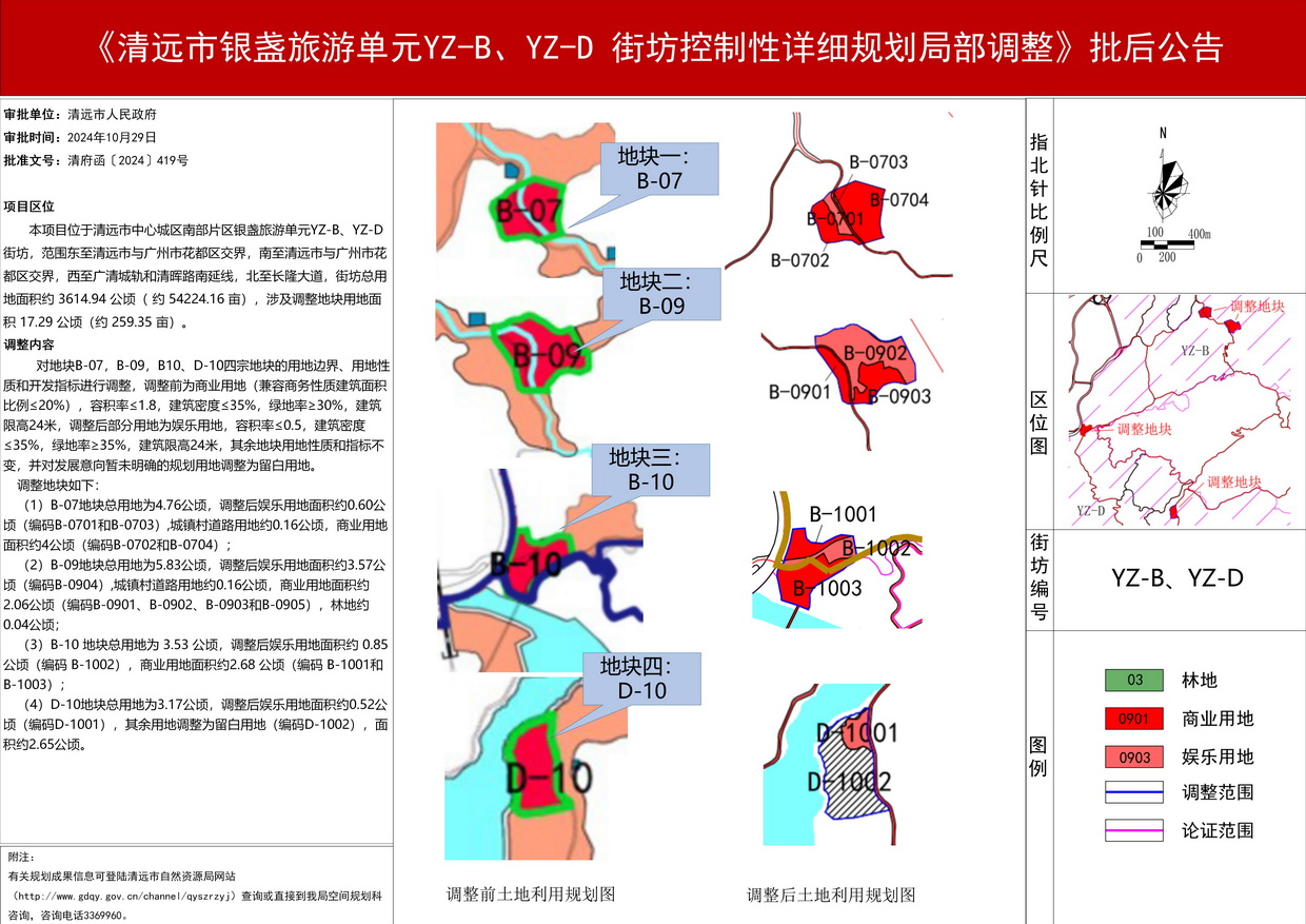《清遠(yuǎn)市銀盞旅游單元YZ-B、YZ-D 街坊控制性詳細(xì)規(guī)劃局部調(diào)整》批后公告--s.jpg